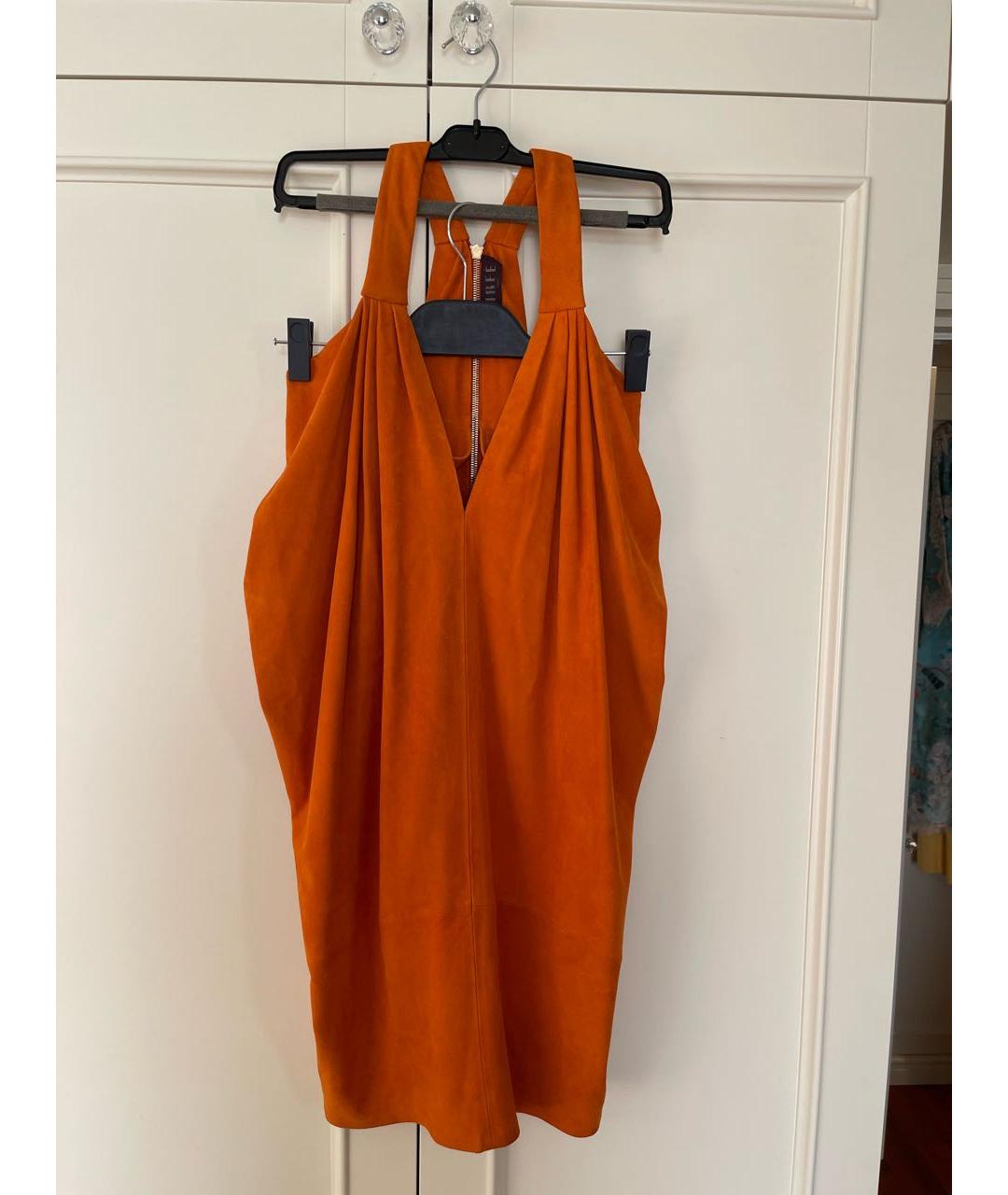 IRFE Оранжевое замшевое коктейльное платье, фото 8