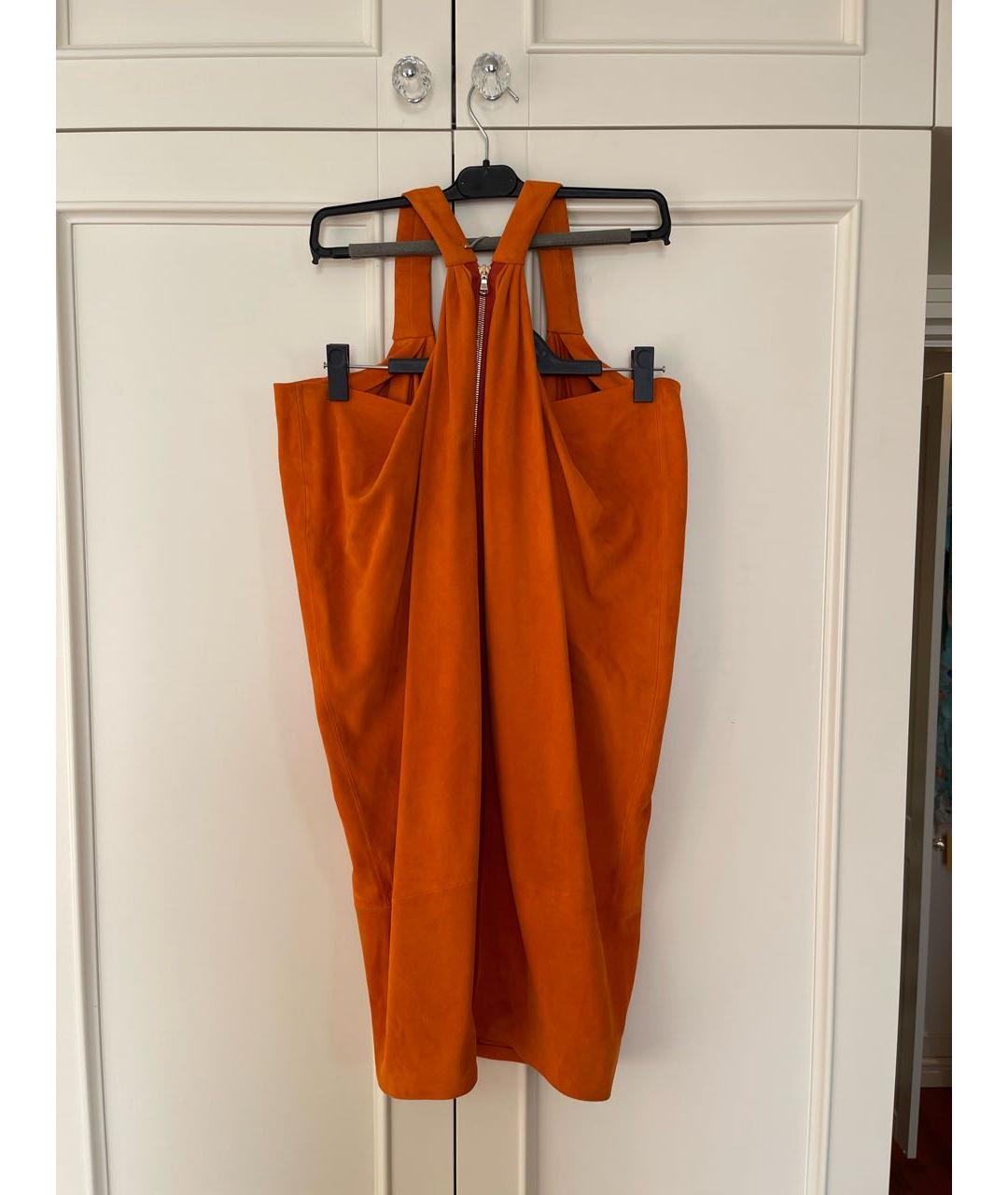 IRFE Оранжевое замшевое коктейльное платье, фото 2