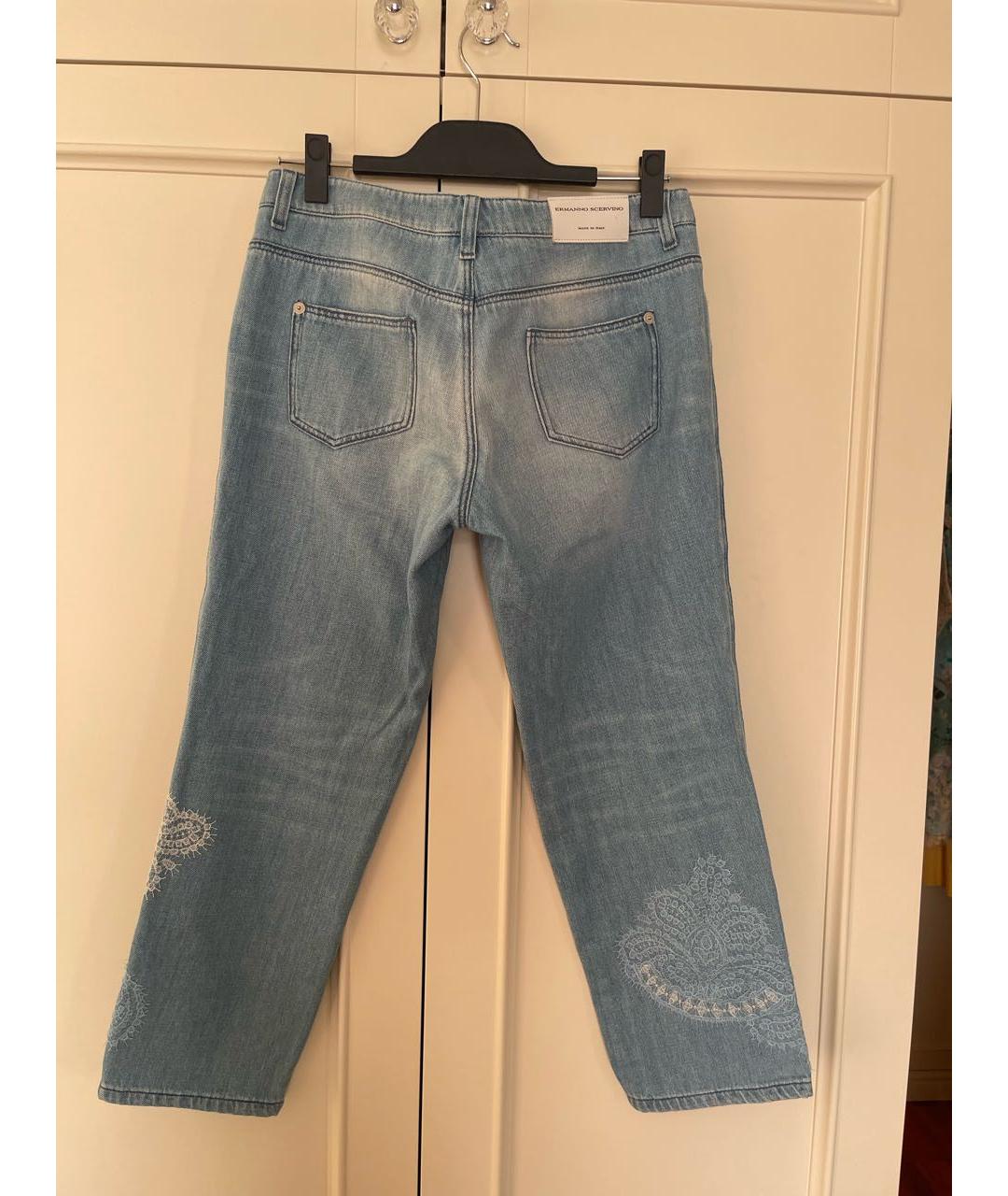 ERMANNO SCERVINO Голубые хлопковые прямые джинсы, фото 2