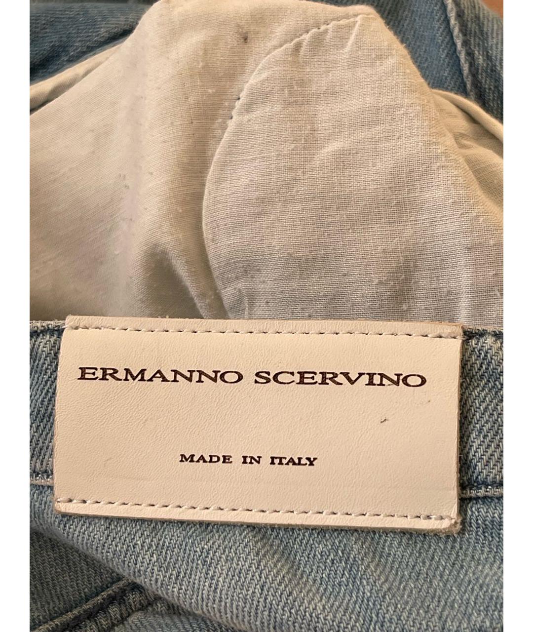 ERMANNO SCERVINO Голубые хлопковые прямые джинсы, фото 7