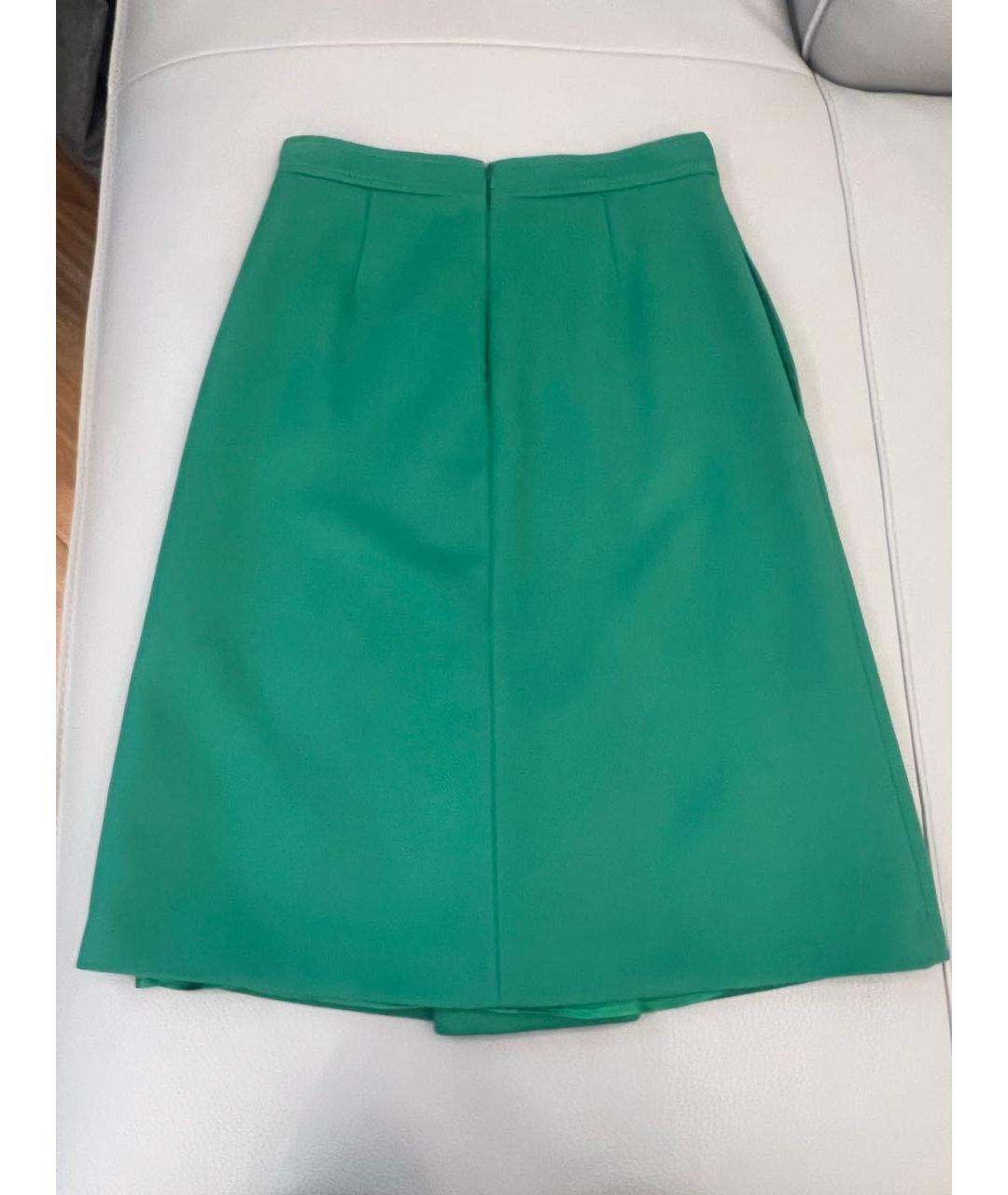 BOTTEGA VENETA Зеленая шерстяная юбка миди, фото 3