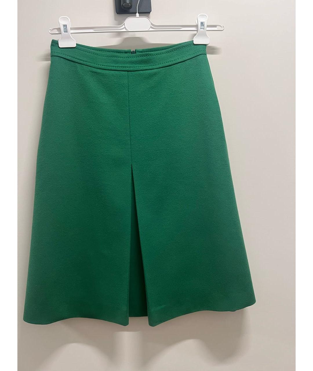BOTTEGA VENETA Зеленая шерстяная юбка миди, фото 8