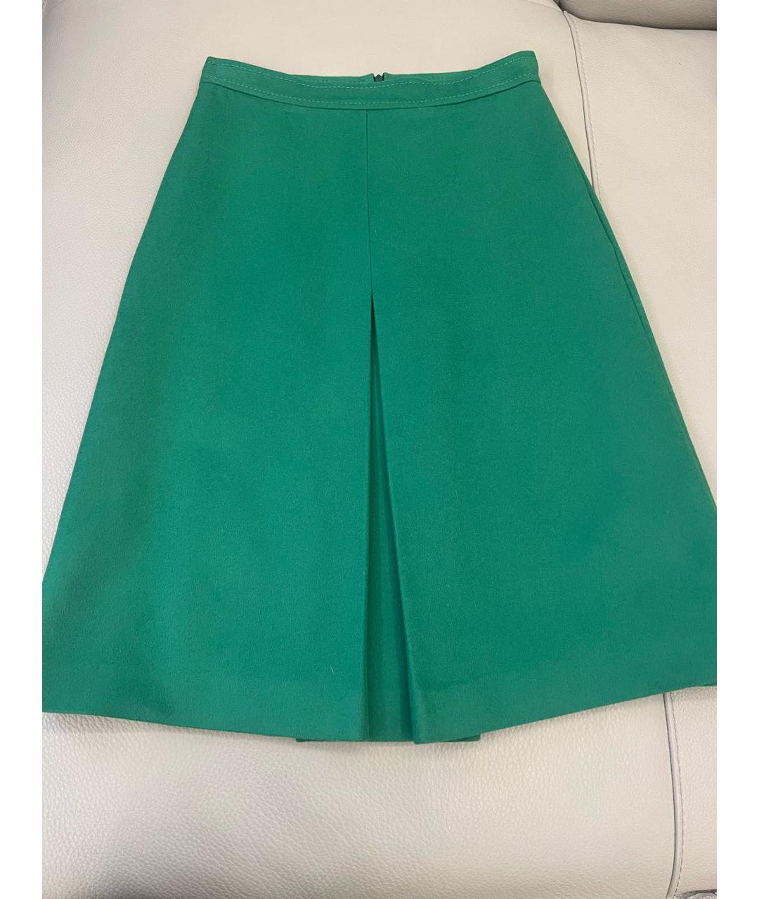 BOTTEGA VENETA Зеленая шерстяная юбка миди, фото 2