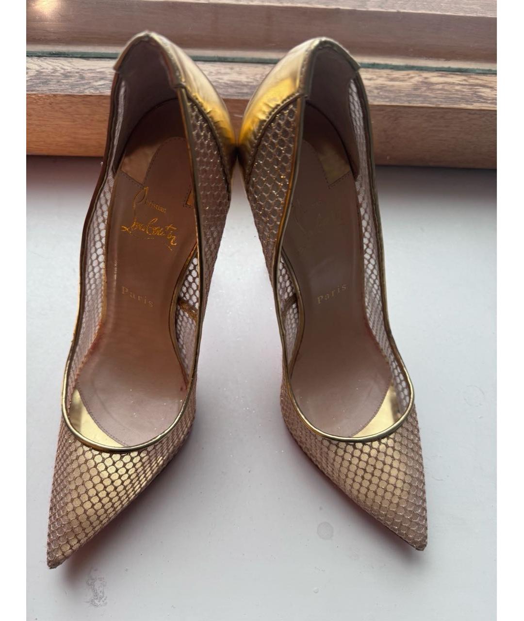 CHRISTIAN LOUBOUTIN Золотые кожаные туфли, фото 3