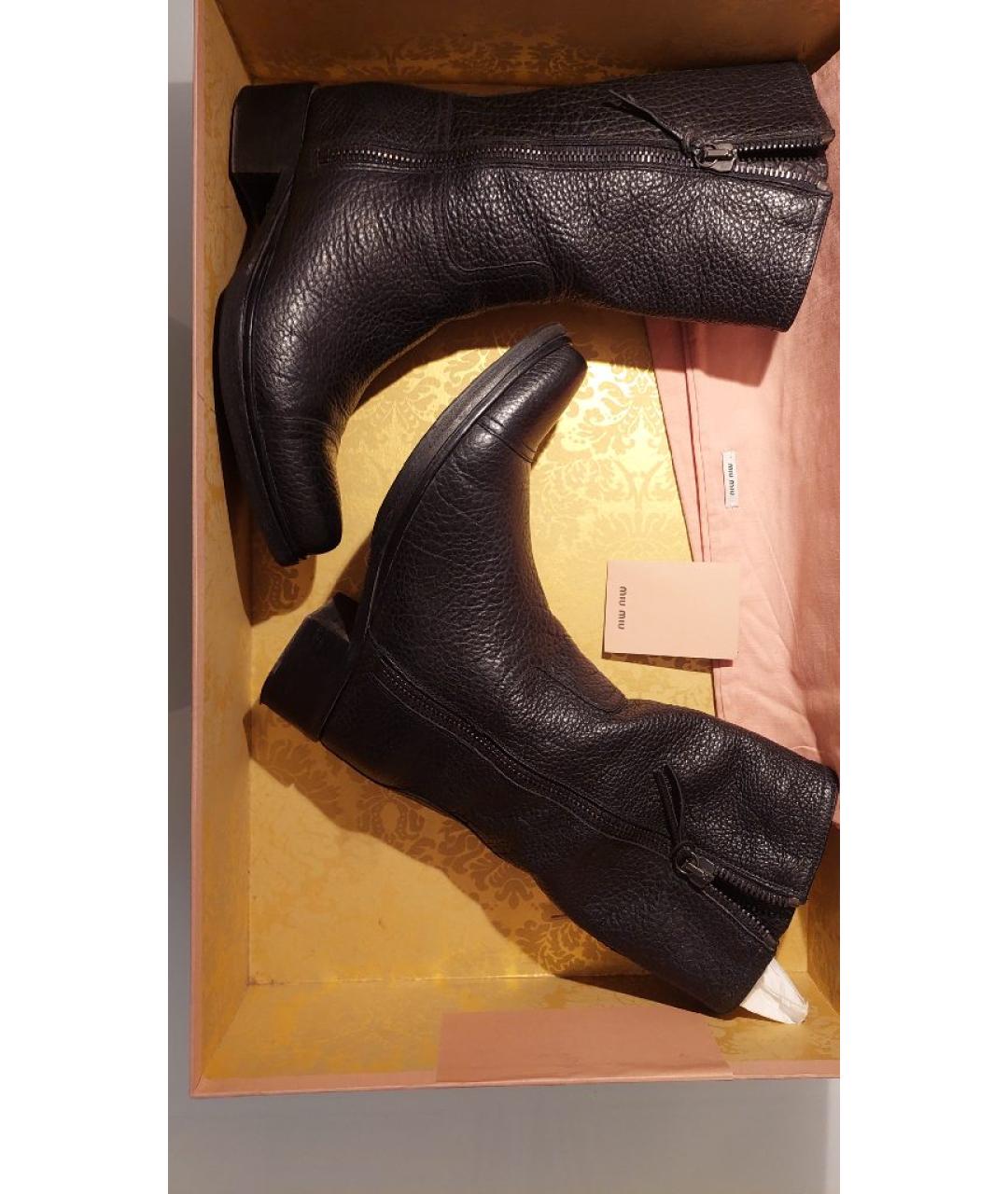 MIU MIU Черные кожаные ботинки, фото 5