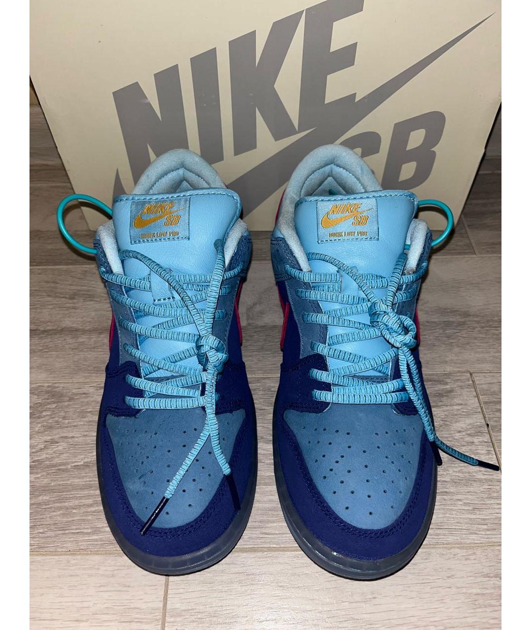 NIKE Синие замшевые низкие кроссовки / кеды, фото 2