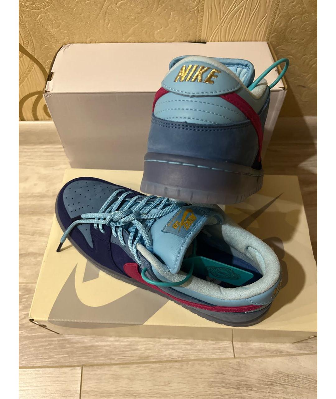 NIKE Синие замшевые низкие кроссовки / кеды, фото 4