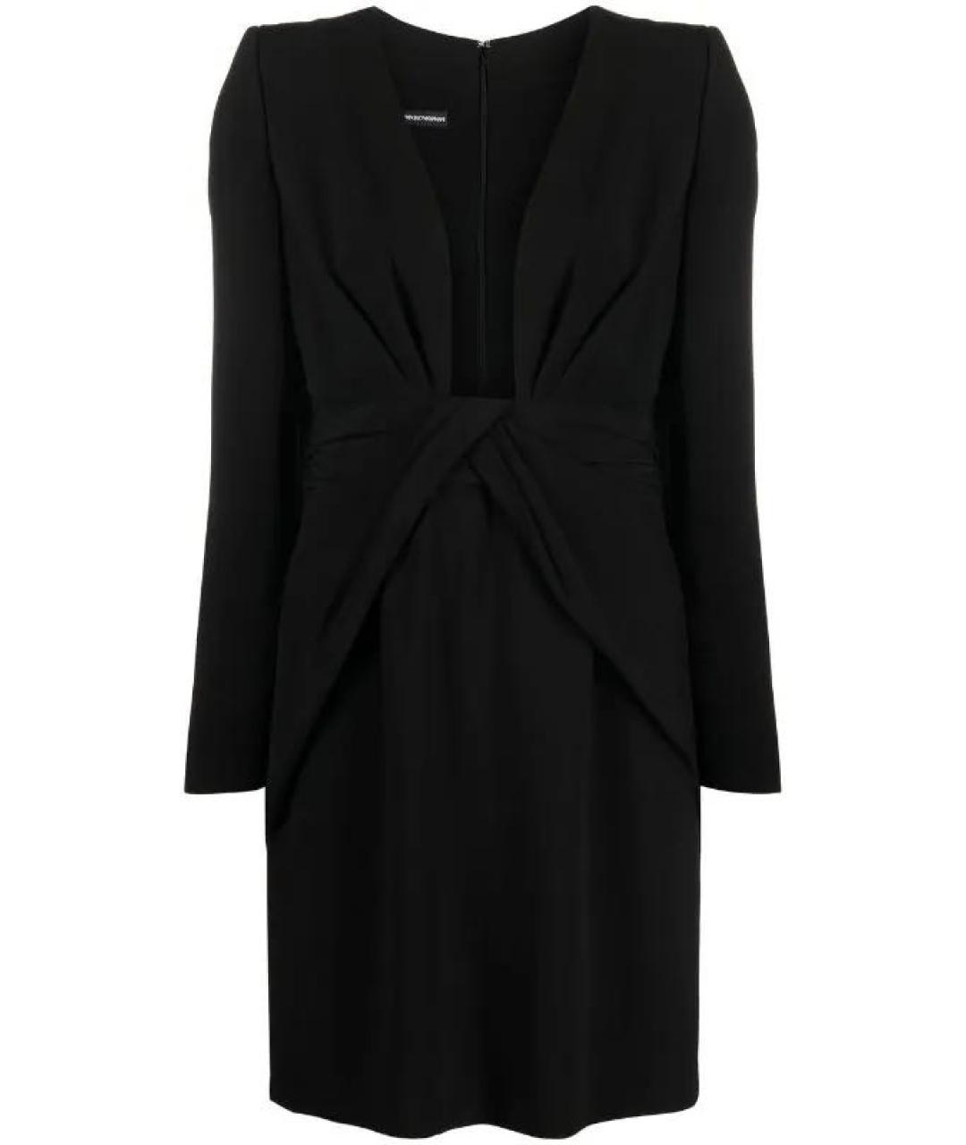 EMPORIO ARMANI Черное вискозное коктейльное платье, фото 8