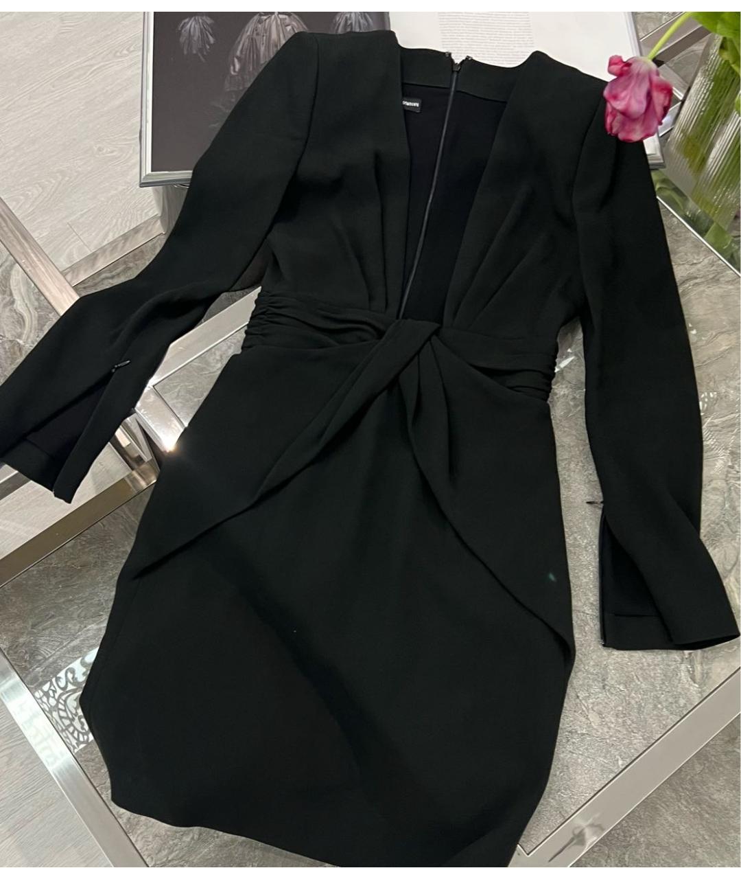 EMPORIO ARMANI Черное вискозное коктейльное платье, фото 3
