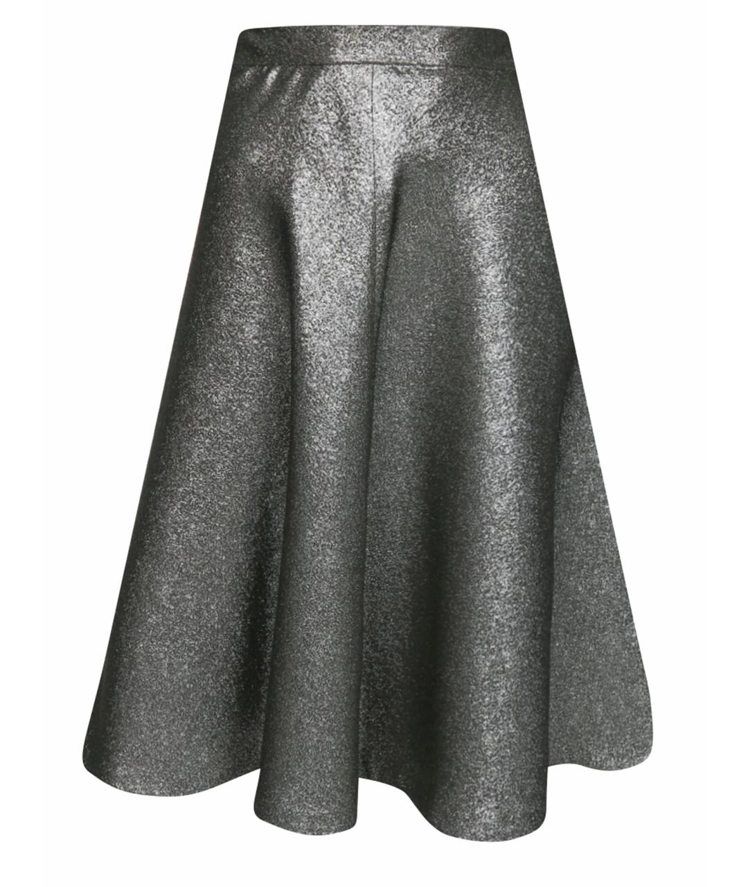 MAX&CO Серебряная хлопковая юбка миди, фото 1