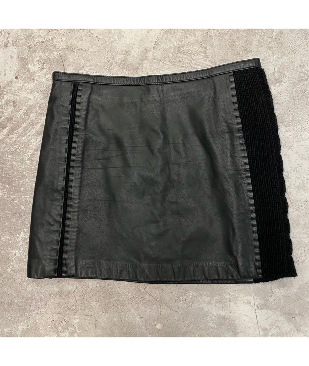 THIERRY MUGLER Черная кожаная юбка мини, фото 9