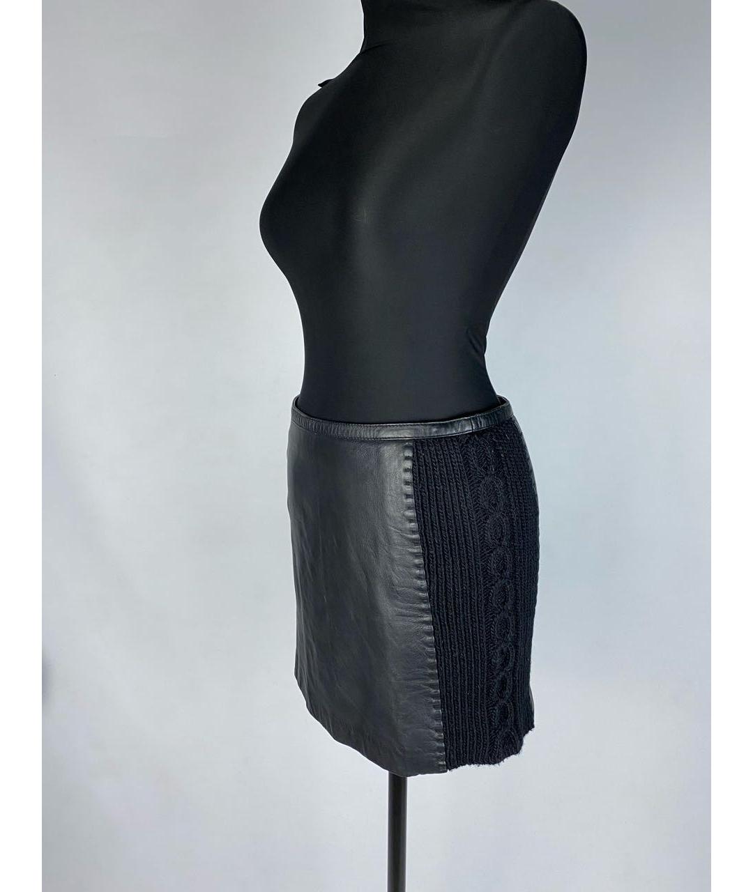 THIERRY MUGLER Черная кожаная юбка мини, фото 8