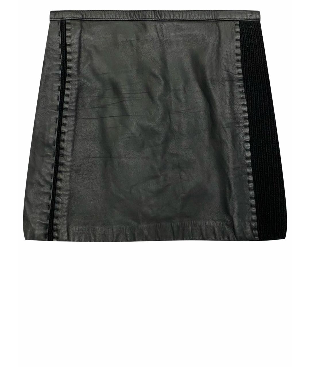 THIERRY MUGLER Черная кожаная юбка мини, фото 1