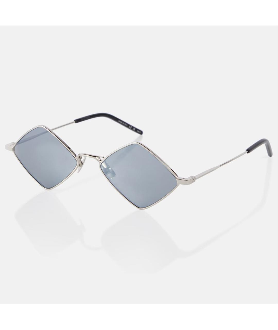 SAINT LAURENT Серые металлические солнцезащитные очки, фото 2