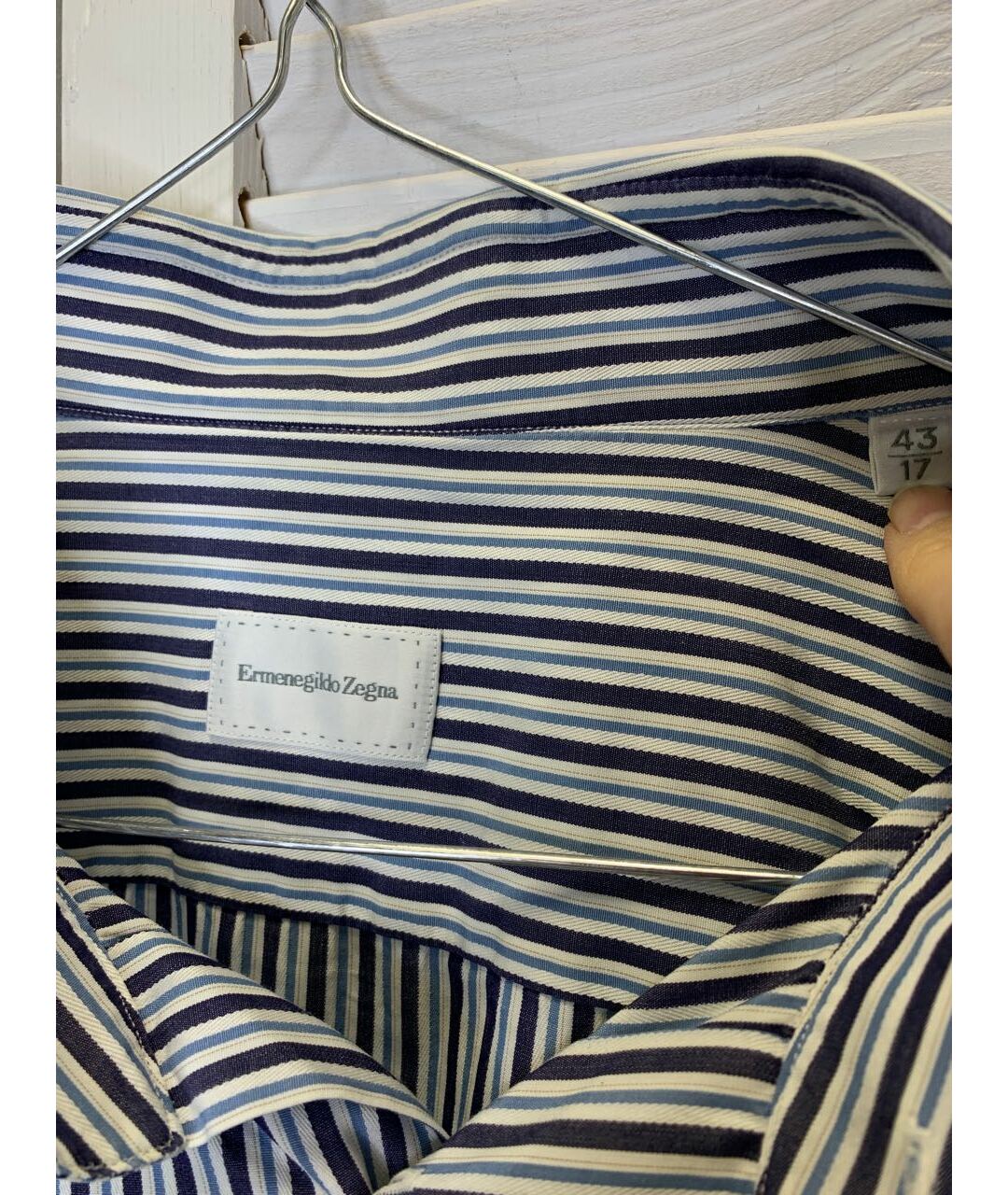 ERMENEGILDO ZEGNA Голубая хлопковая классическая рубашка, фото 8