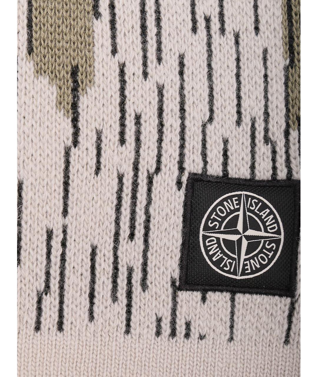 STONE ISLAND Бежевый шерстяной шарф, фото 3