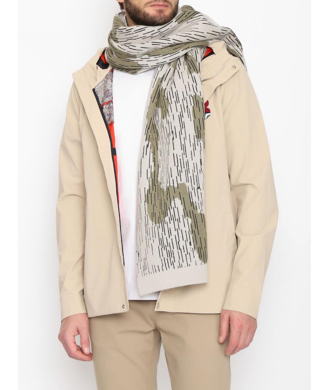STONE ISLAND Бежевый шерстяной шарф, фото 4