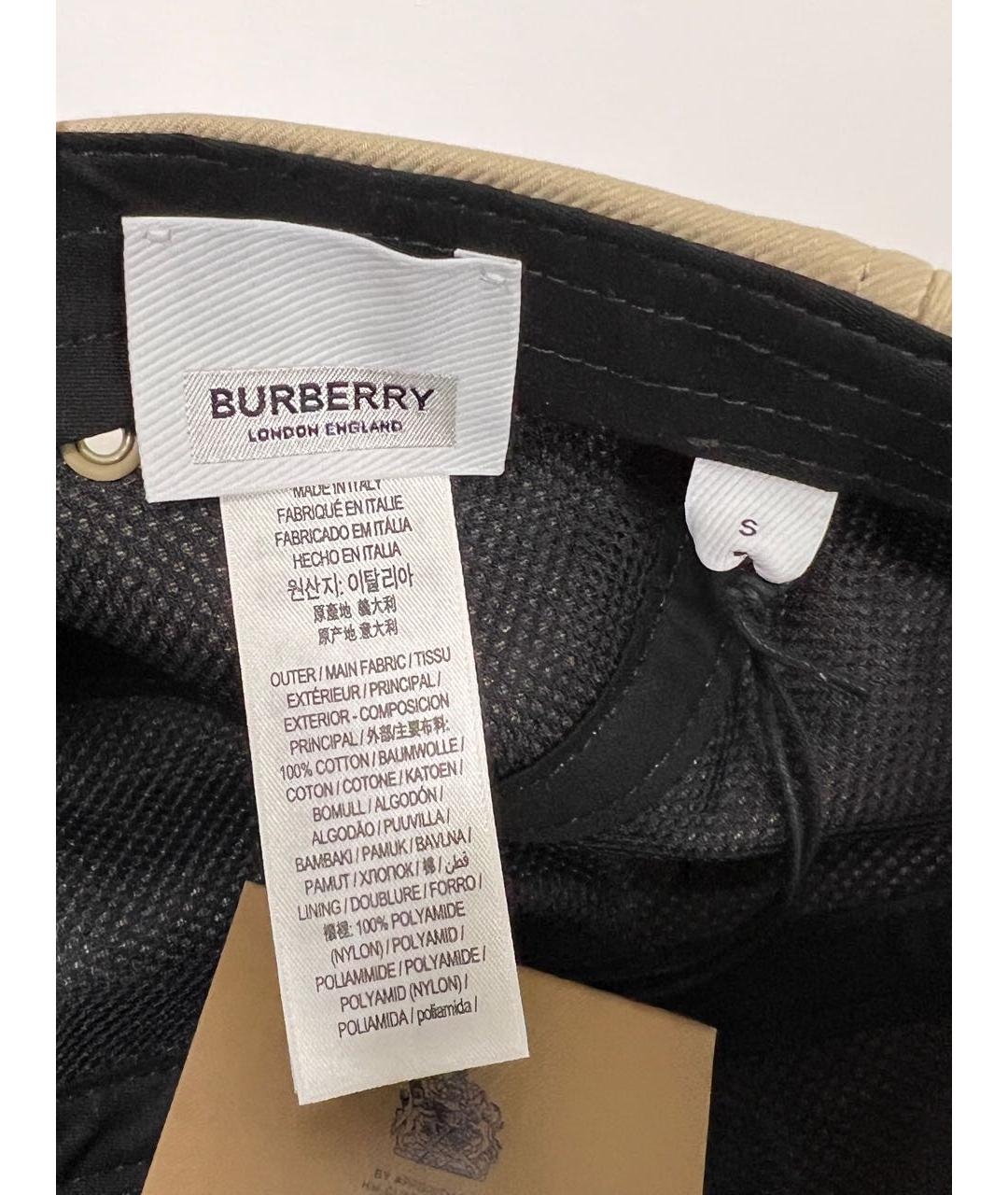 BURBERRY Бежевая хлопковая кепка/бейсболка, фото 7