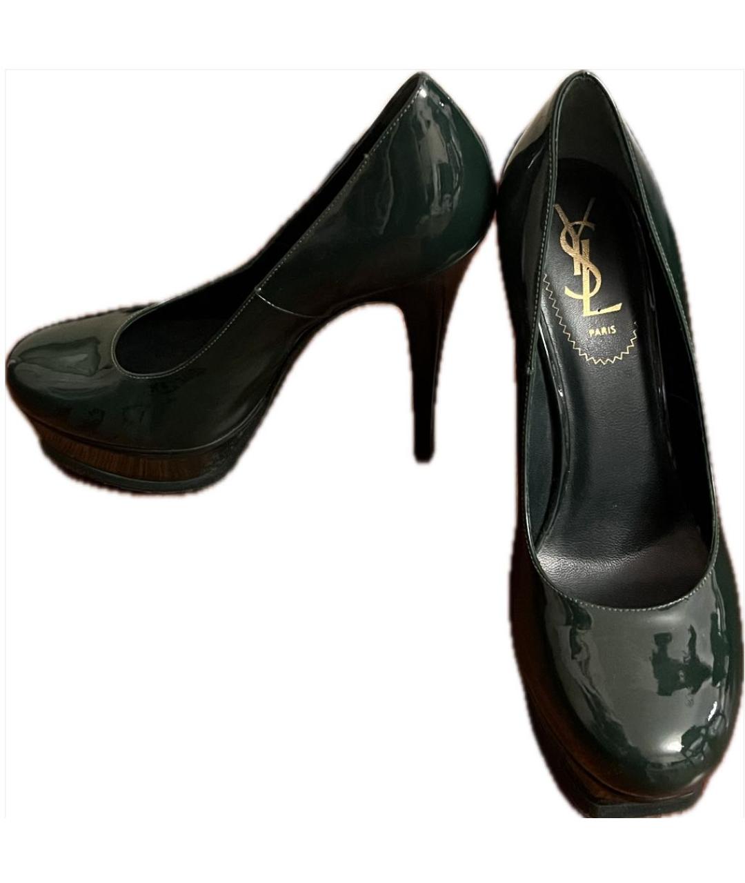 SAINT LAURENT Зеленые туфли из лакированной кожи, фото 5