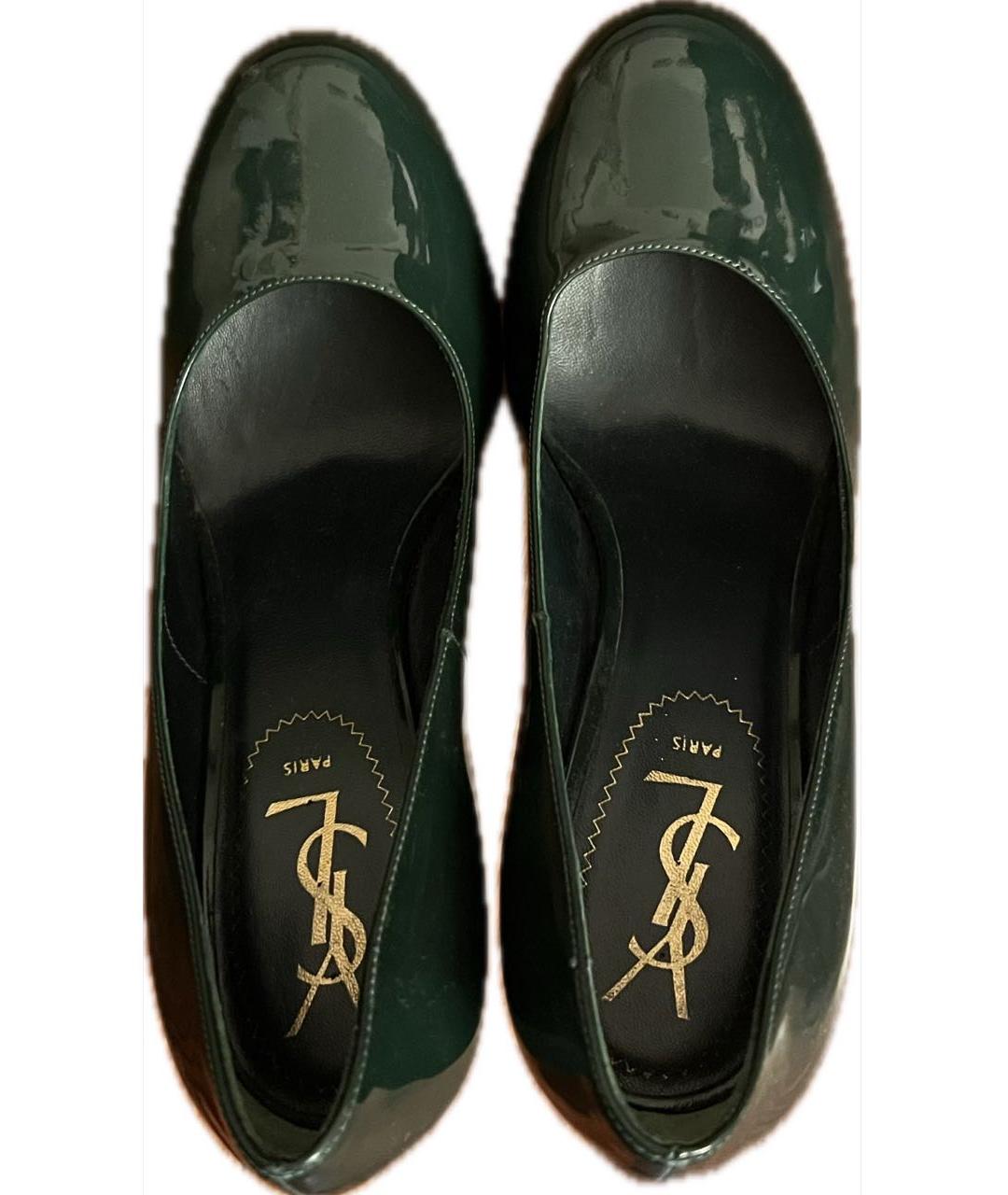 SAINT LAURENT Зеленые туфли из лакированной кожи, фото 3