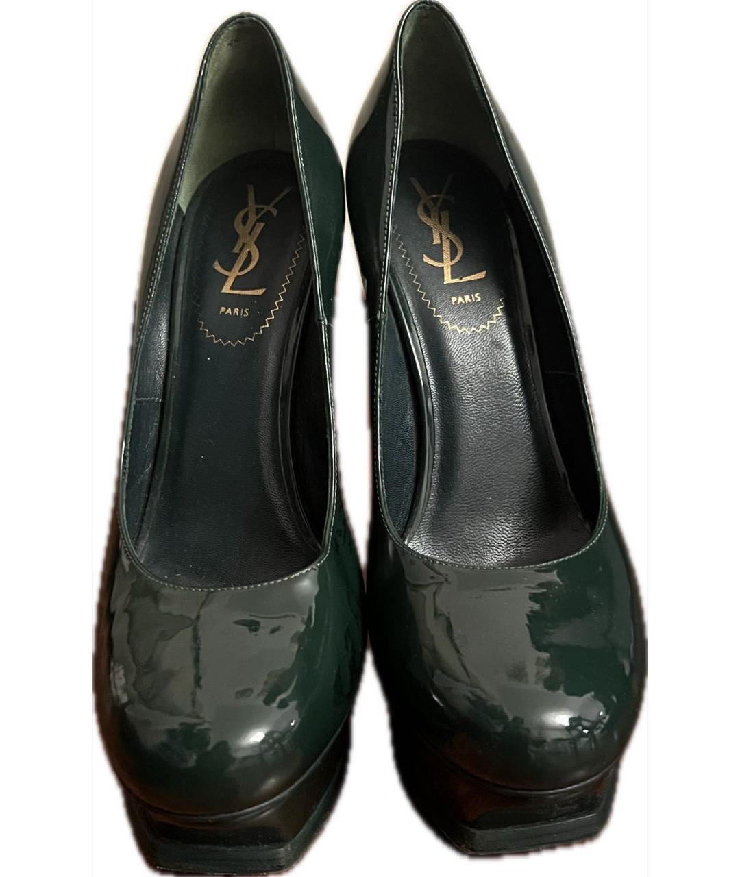 SAINT LAURENT Зеленые туфли из лакированной кожи, фото 2