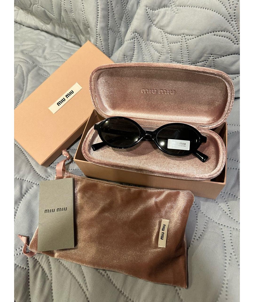MIU MIU Черные металлические солнцезащитные очки, фото 5
