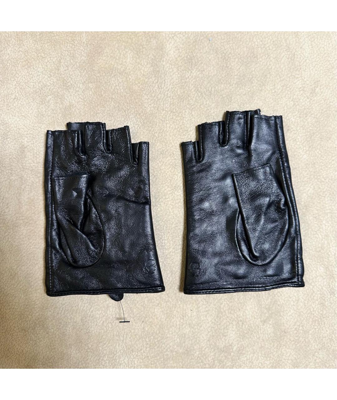 KARL LAGERFELD Черные кожаные митенки, фото 2