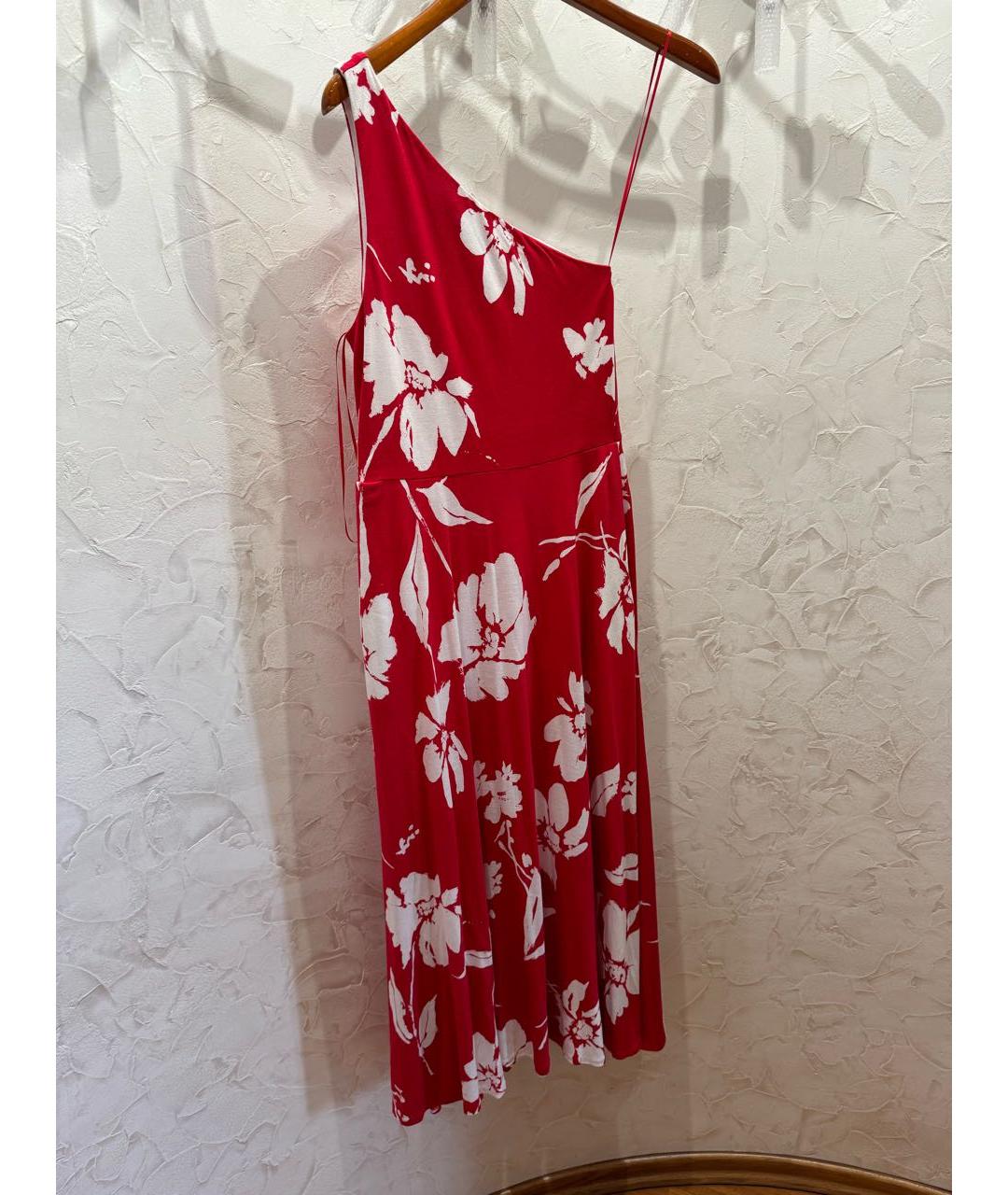 POLO RALPH LAUREN Красное вискозное повседневное платье, фото 4
