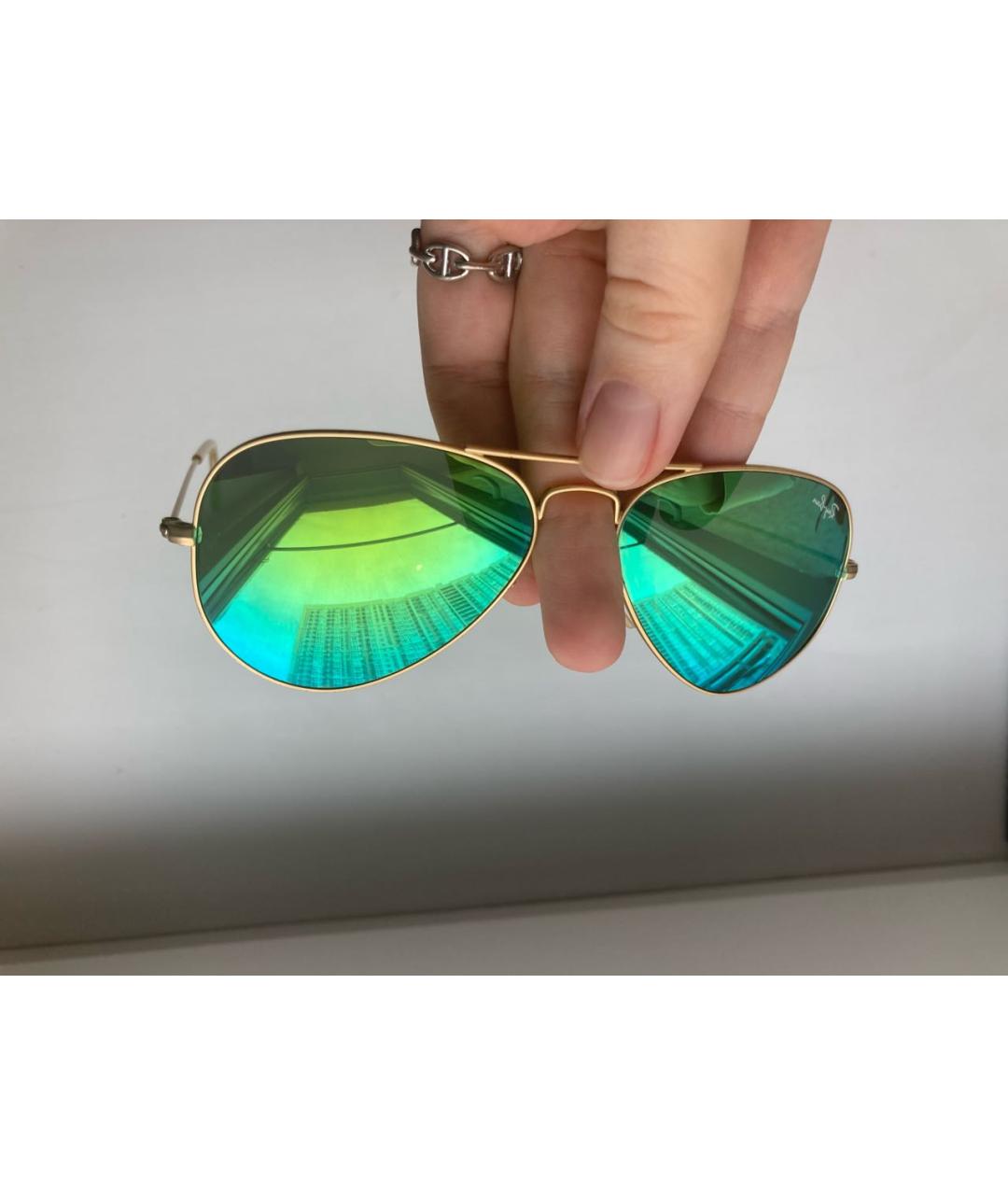 RAY BAN Зеленые металлические солнцезащитные очки, фото 3