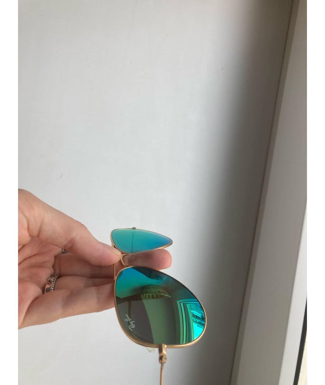 RAY BAN Зеленые металлические солнцезащитные очки, фото 5