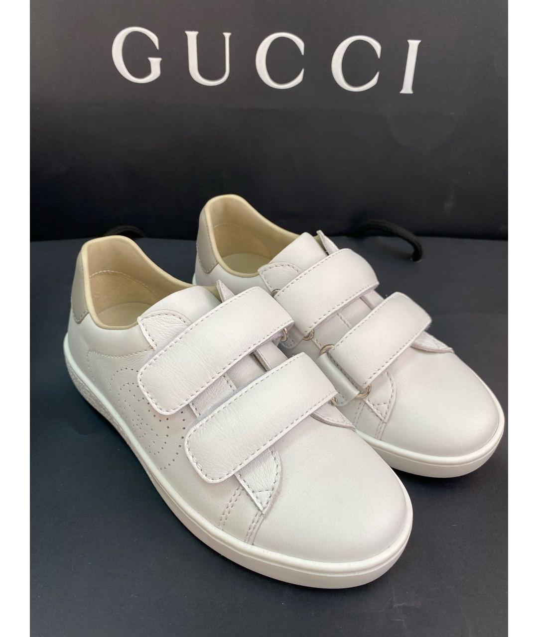 GUCCI Белые кожаные кеды, фото 10