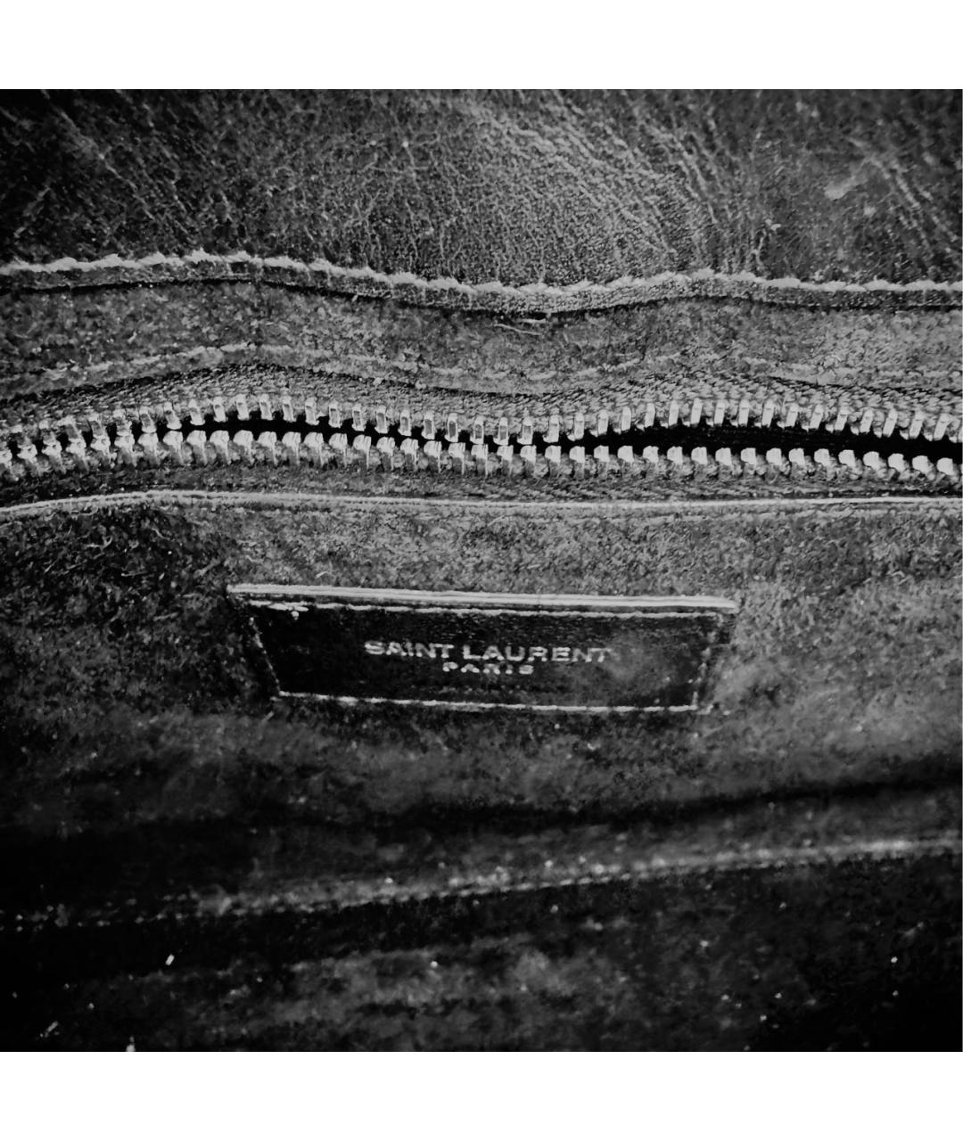SAINT LAURENT Черная кожаная сумка с короткими ручками, фото 4