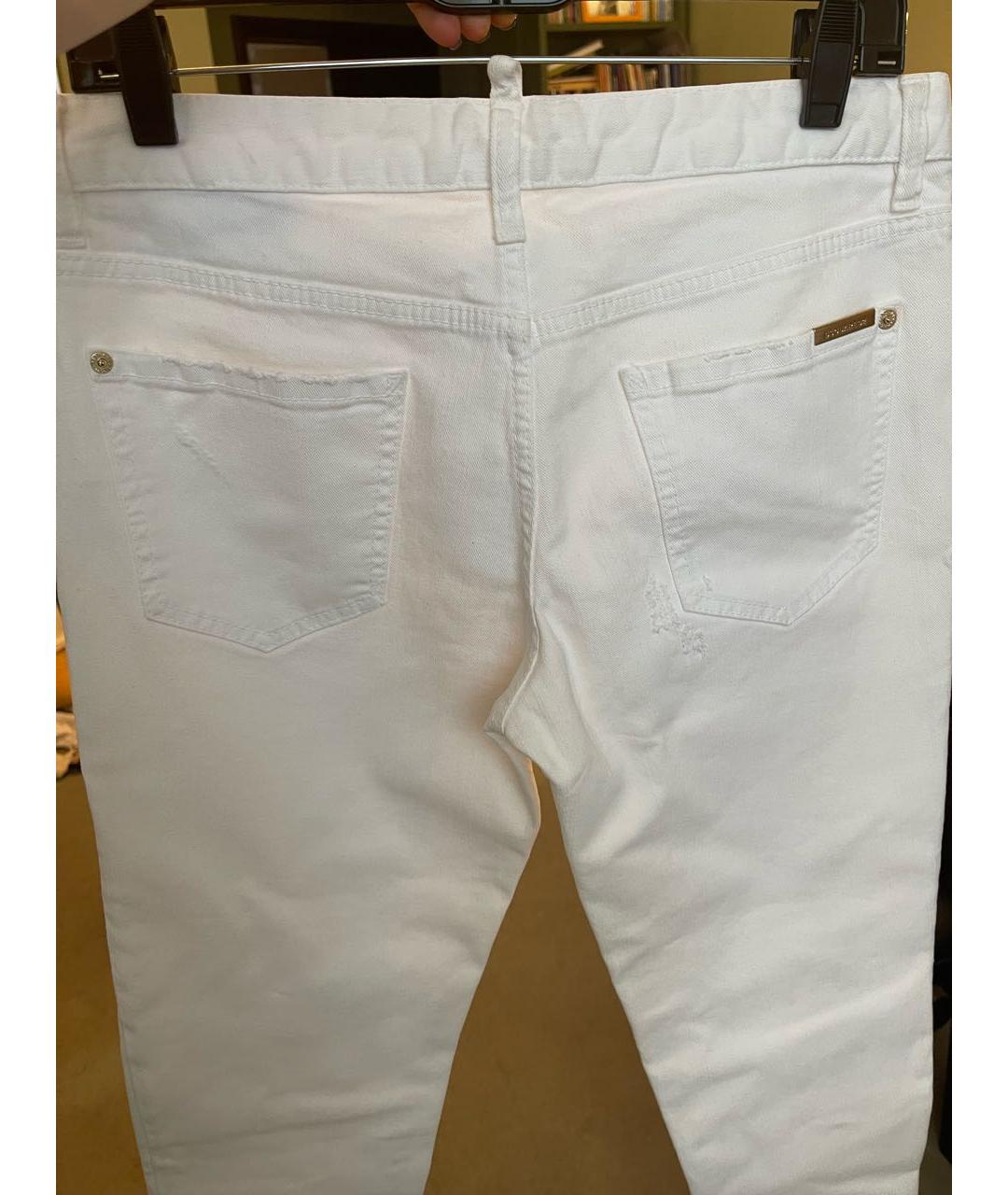 DSQUARED2 Белые хлопковые прямые джинсы, фото 2