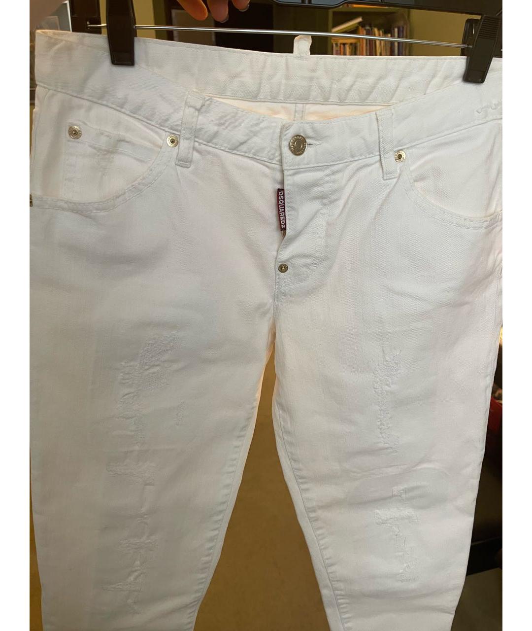 DSQUARED2 Белые хлопковые прямые джинсы, фото 3