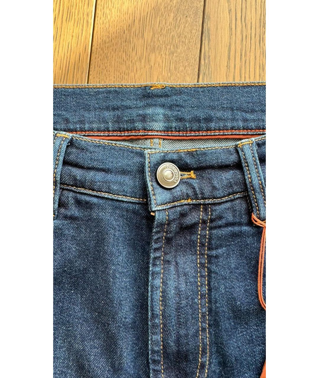 LORO PIANA Темно-синие хлопковые джинсы скинни, фото 7