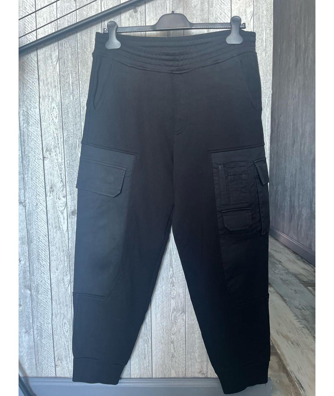 NEIL BARRETT Черные хлопко-эластановые повседневные брюки, фото 9