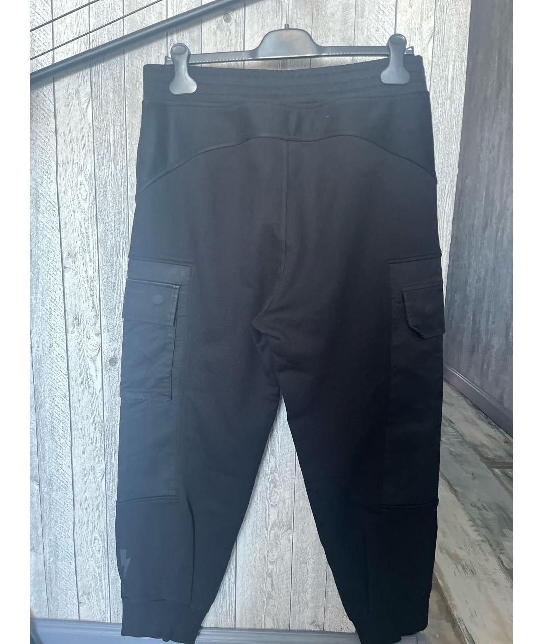 NEIL BARRETT Черные хлопко-эластановые повседневные брюки, фото 2