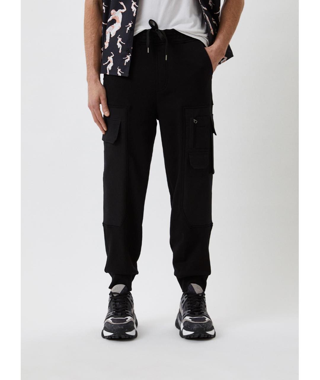 NEIL BARRETT Черные хлопко-эластановые повседневные брюки, фото 6