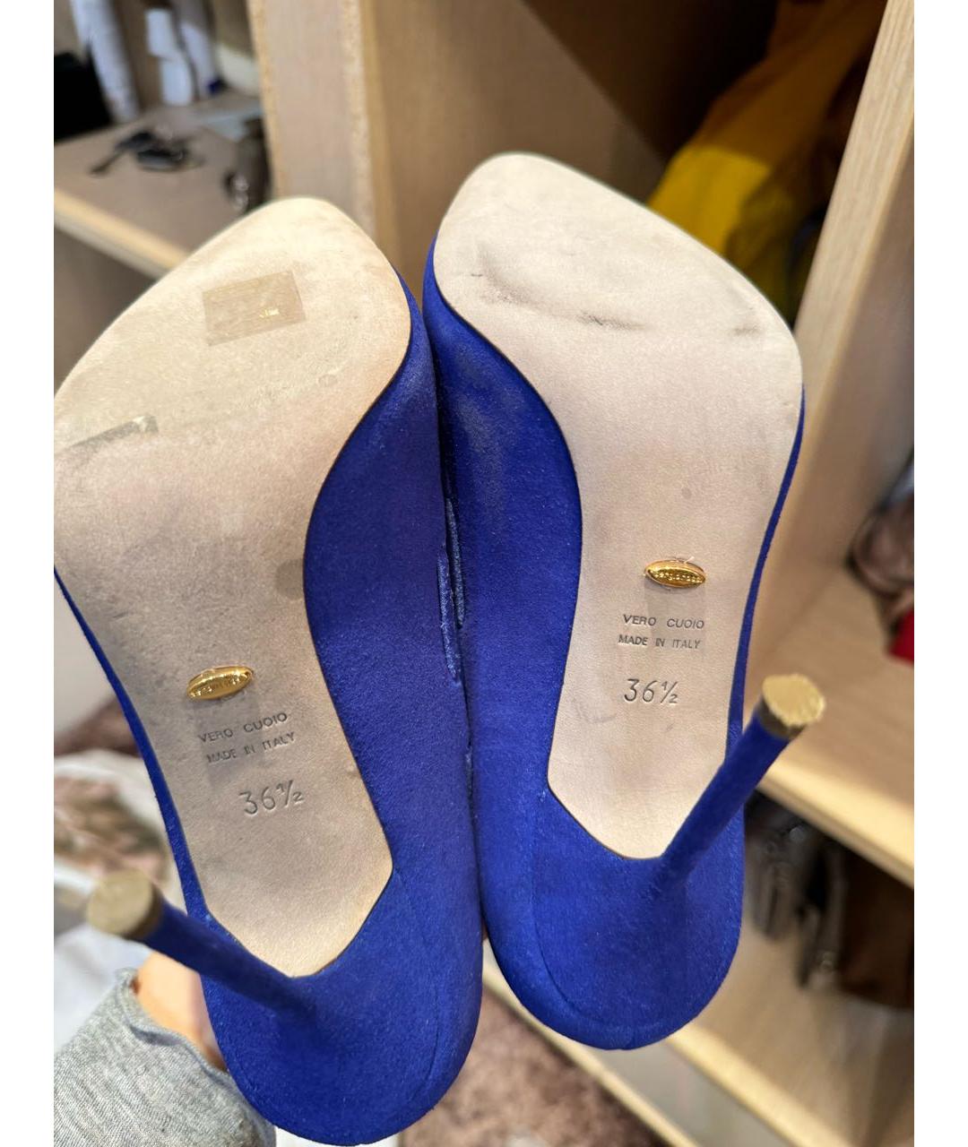 SERGIO ROSSI Синие замшевые туфли, фото 4