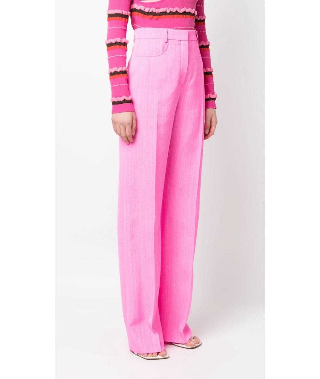 JACQUEMUS Розовые шелковые брюки широкие, фото 2