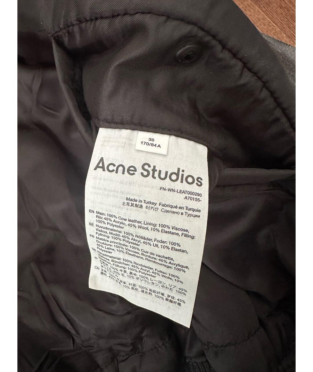 ACNE STUDIOS Антрацитовая кожаная куртка, фото 7