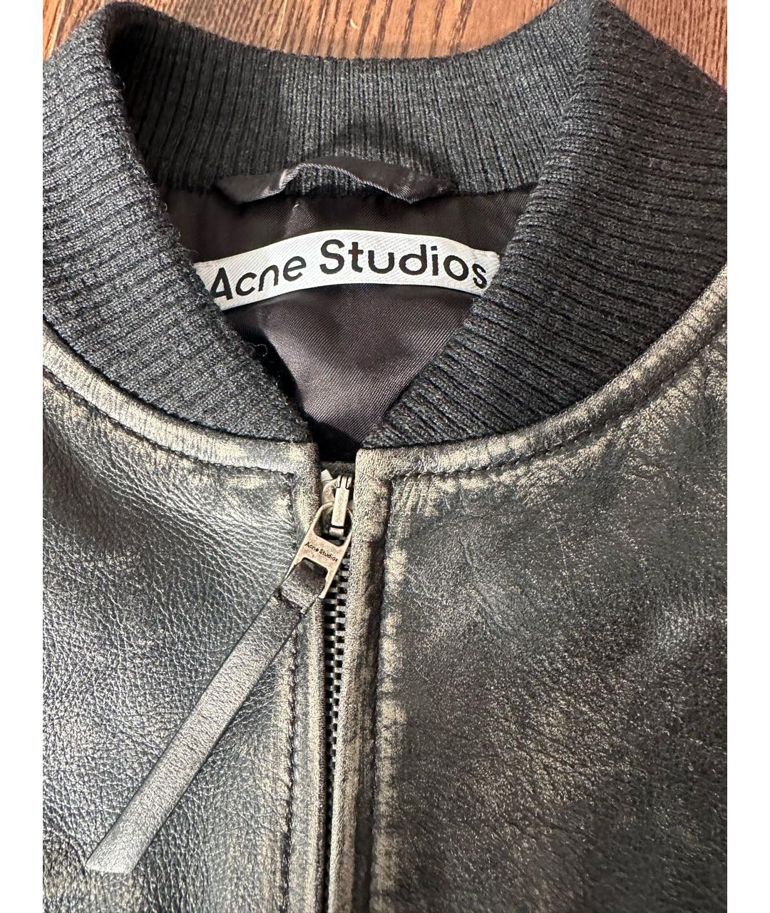 ACNE STUDIOS Антрацитовая кожаная куртка, фото 3