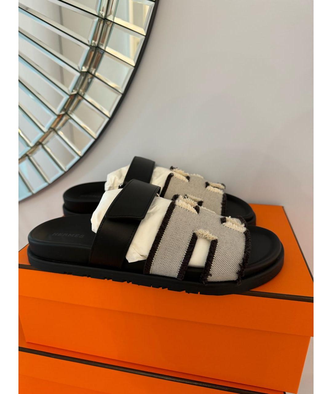 HERMES Черные шлепанцы, фото 4