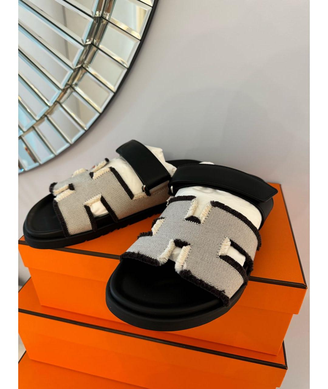 HERMES Черные шлепанцы, фото 3