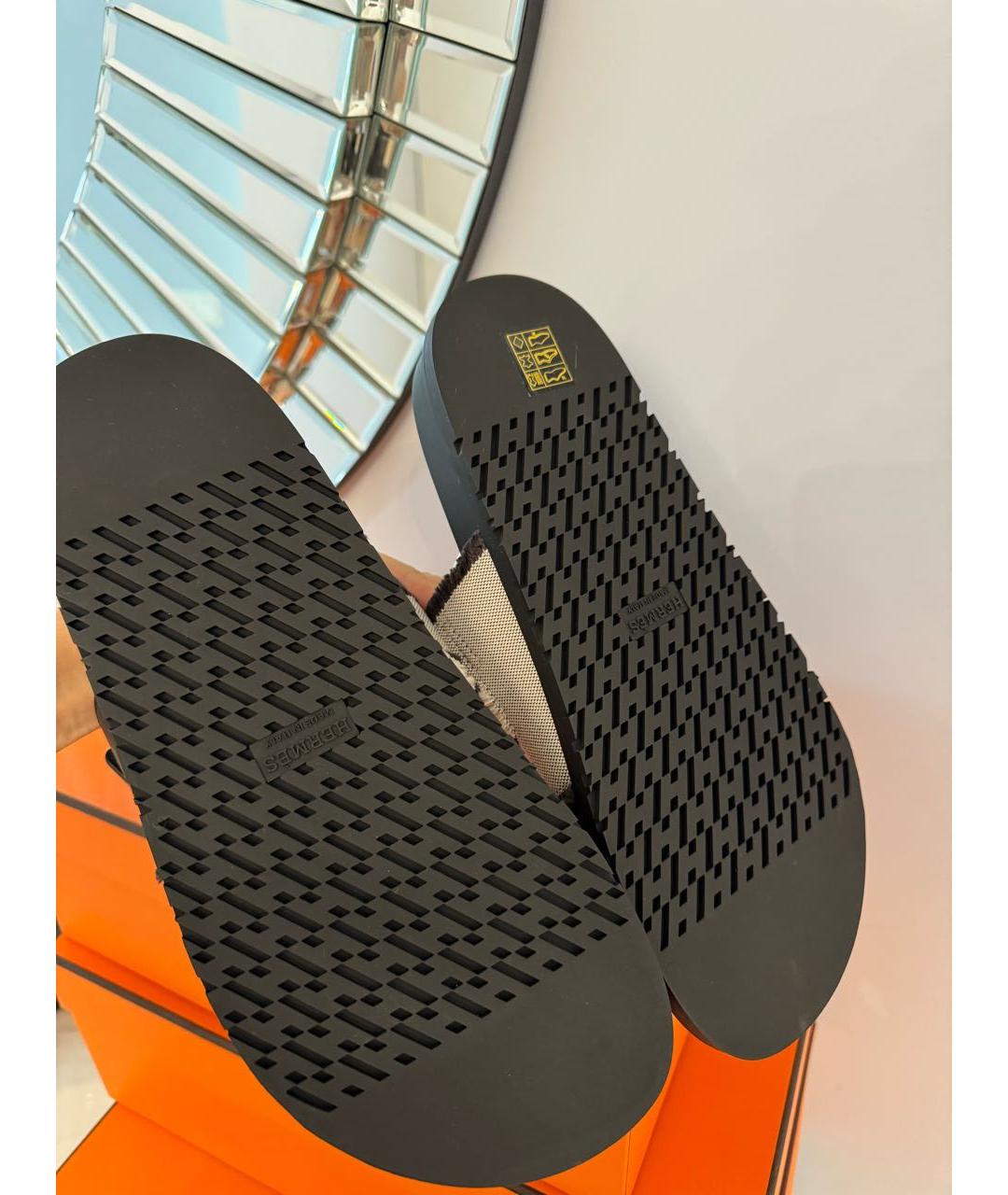 HERMES Черные шлепанцы, фото 2