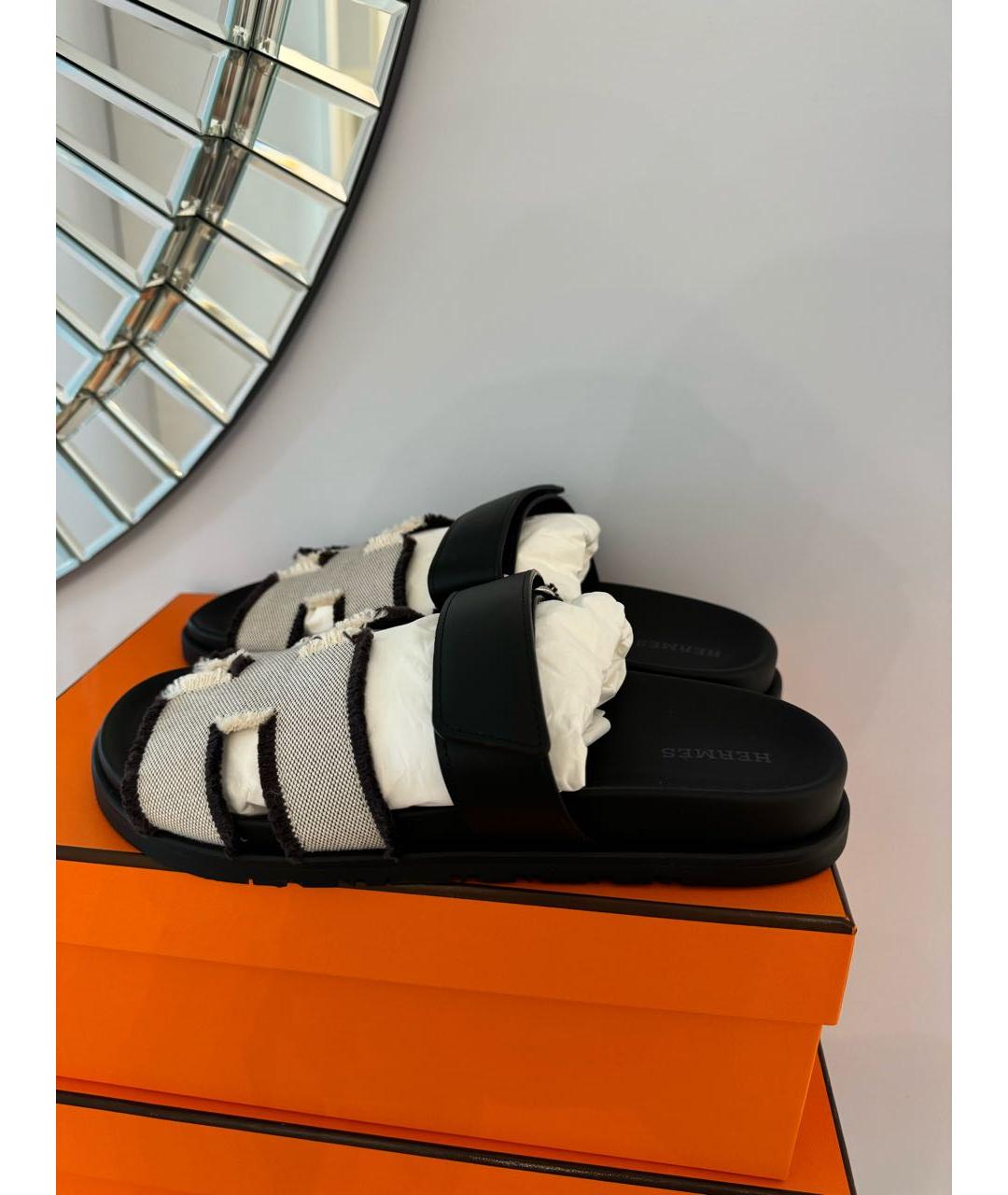HERMES Черные шлепанцы, фото 5