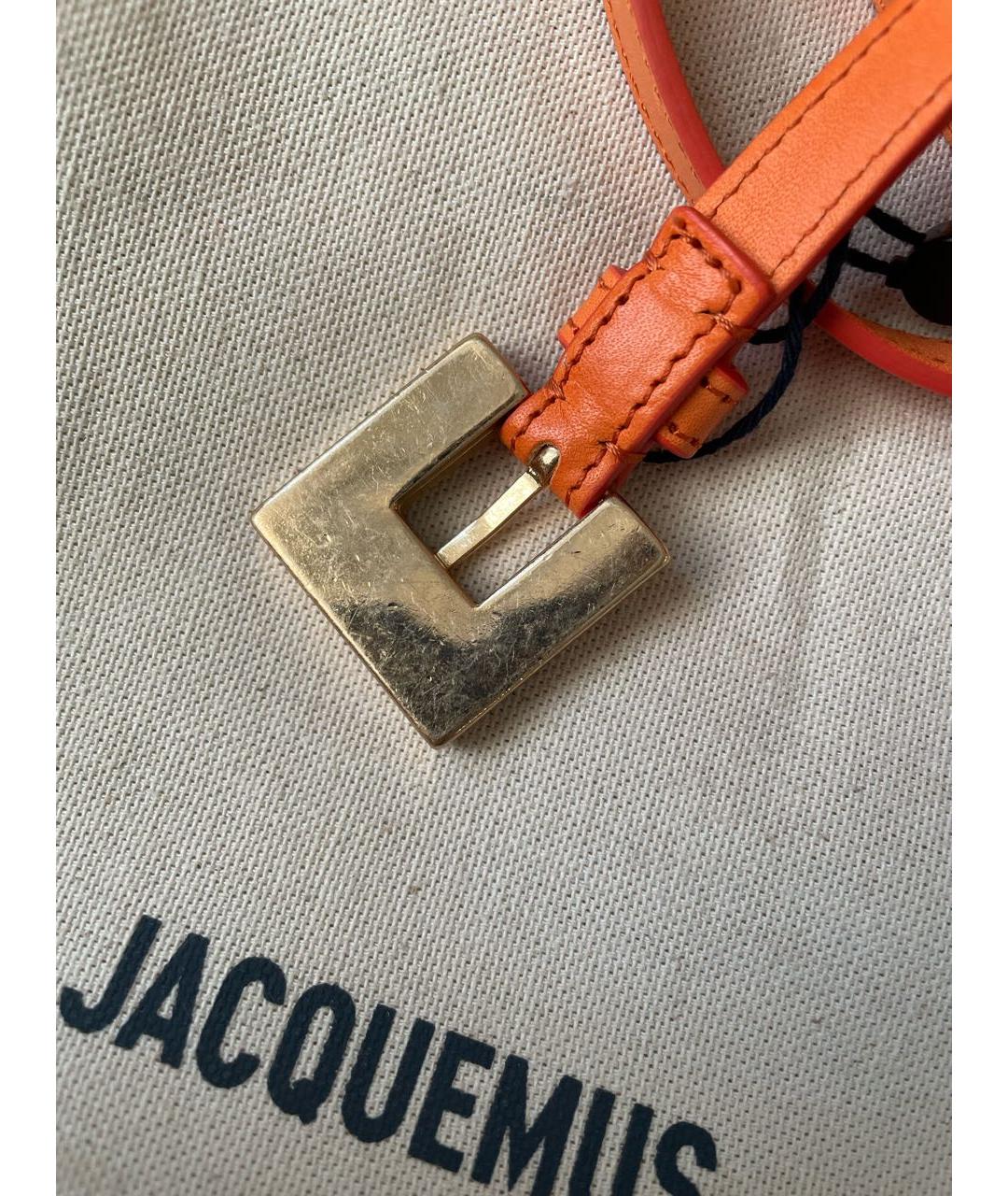 JACQUEMUS Оранжевый кожаный ремень, фото 6