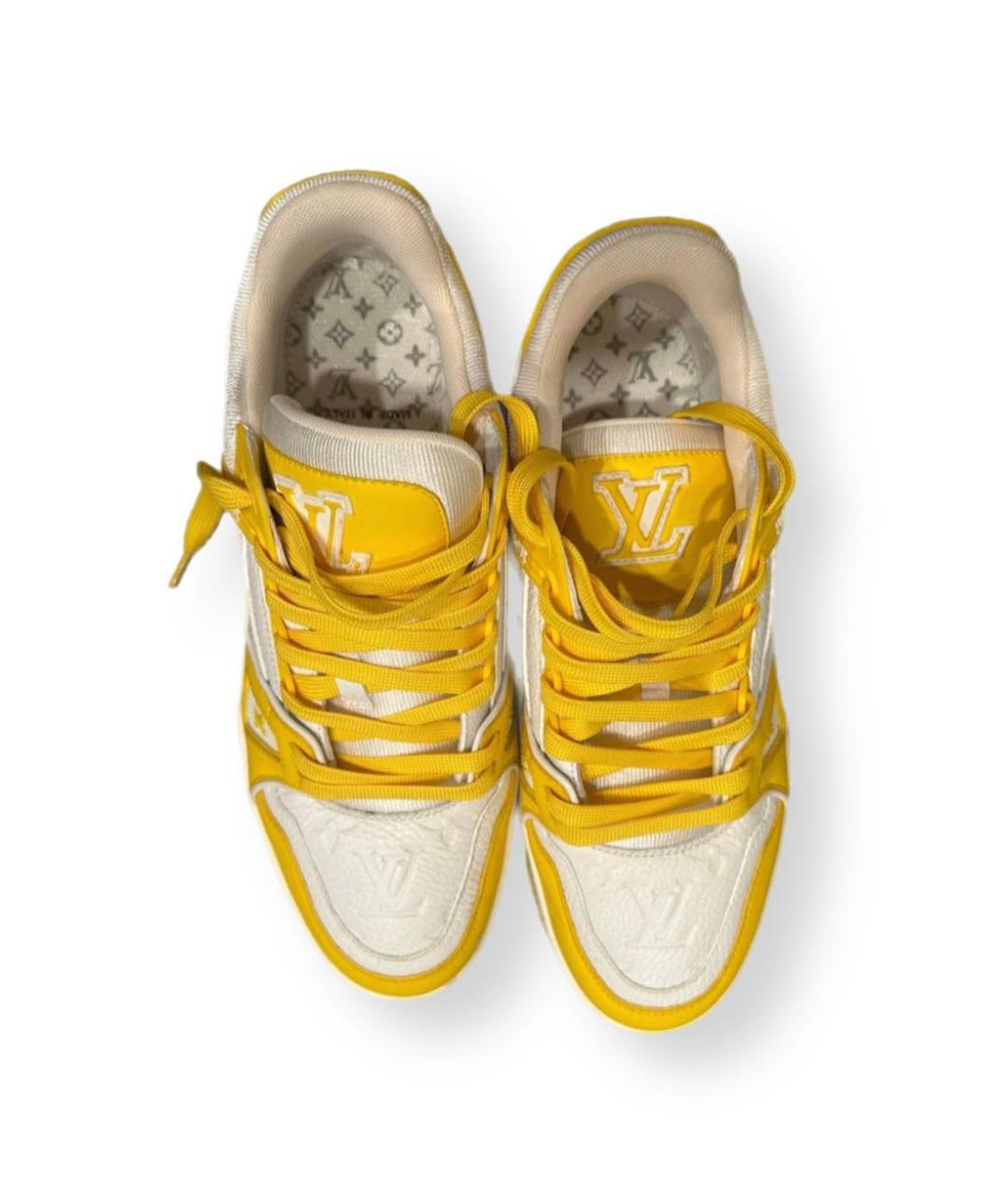 LOUIS VUITTON PRE-OWNED Желтые кожаные низкие кроссовки / кеды, фото 3