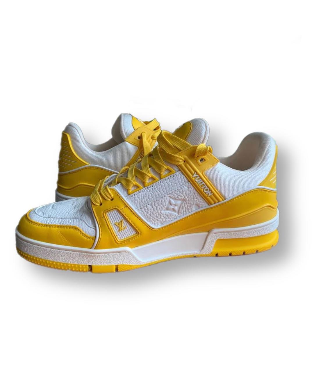 LOUIS VUITTON PRE-OWNED Желтые кожаные низкие кроссовки / кеды, фото 7
