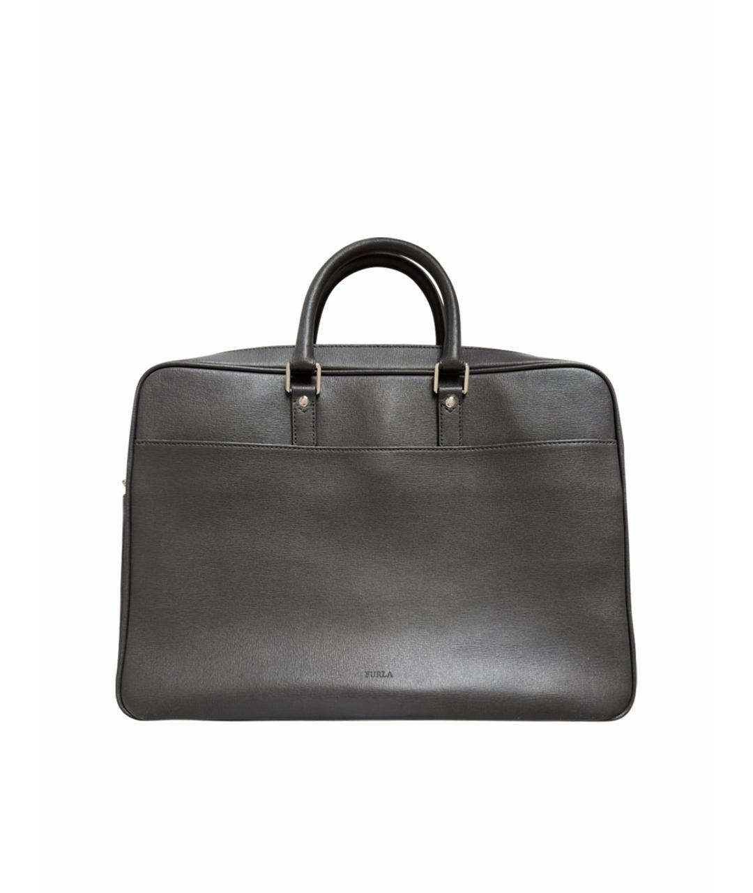 FURLA Серый кожаный портфель, фото 1
